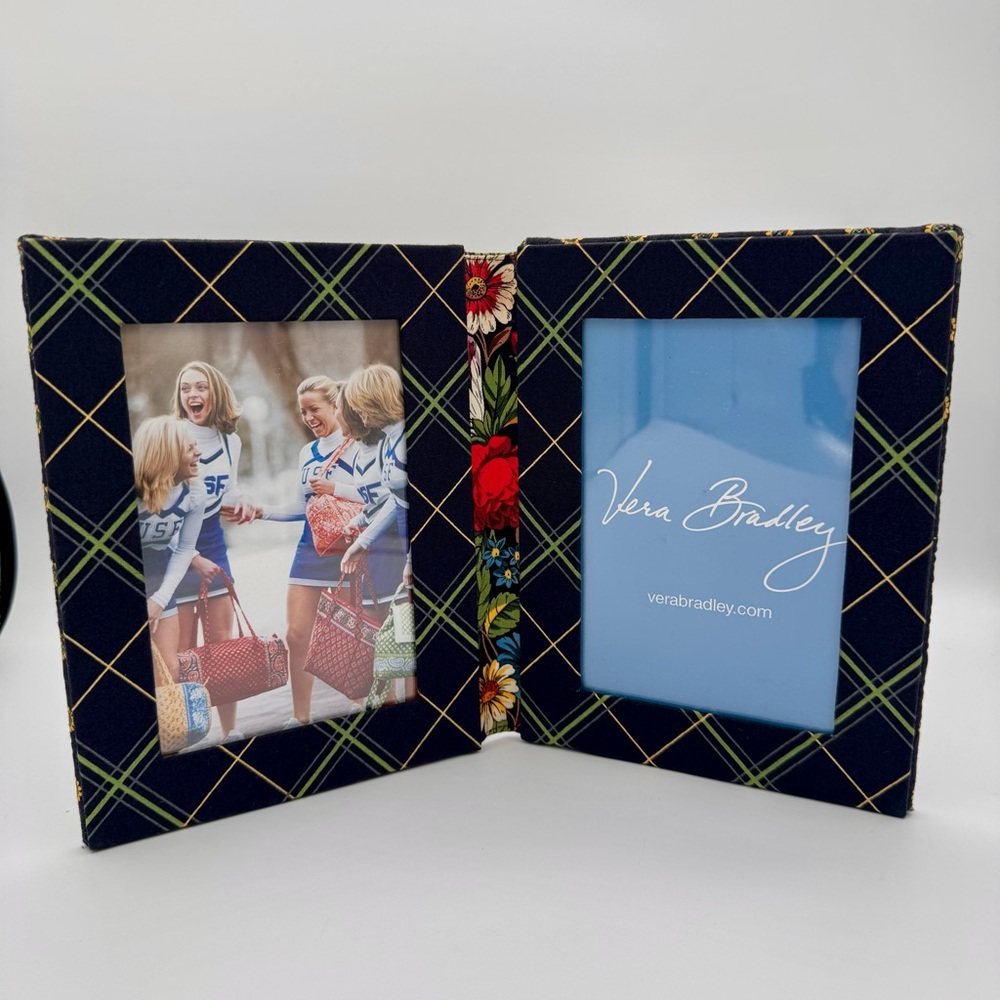Vera Bradley Vibrant Black Quilted Double Photo Frame‎